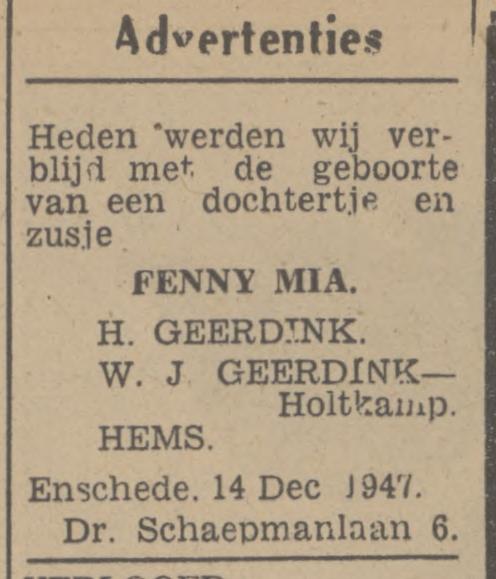 Dr. Schaepmanlaan 6 H. Geerdink advertentie Tubantia 15-12-1947.jpg