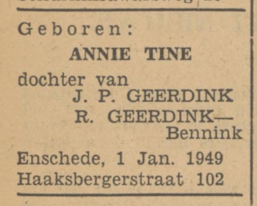 Haaksbergerstraat 102 J.P. Geerdink advertentie Tubantia 3-1-1949.jpg