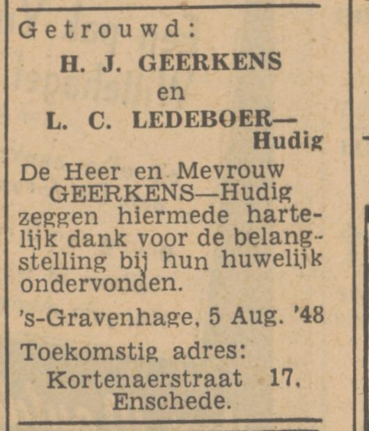 Kortenaerstraat 17 H.J. Geerkens advertentie Tubantia 5-8-1948.jpg