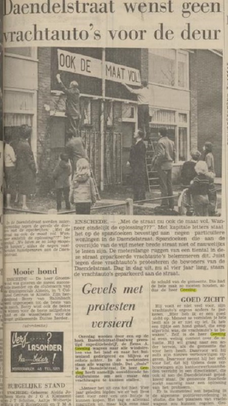 Daalweg 92 hoek Daendelstraat Expeditiebedrijf Geesing krantenbericht Tubantia 7-3-1966.jpg