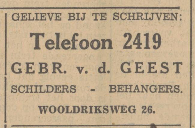 Wooldriksweg 26 Gebr. van der Geest schilders advertentie Tubantia 9-2-1935.jpg