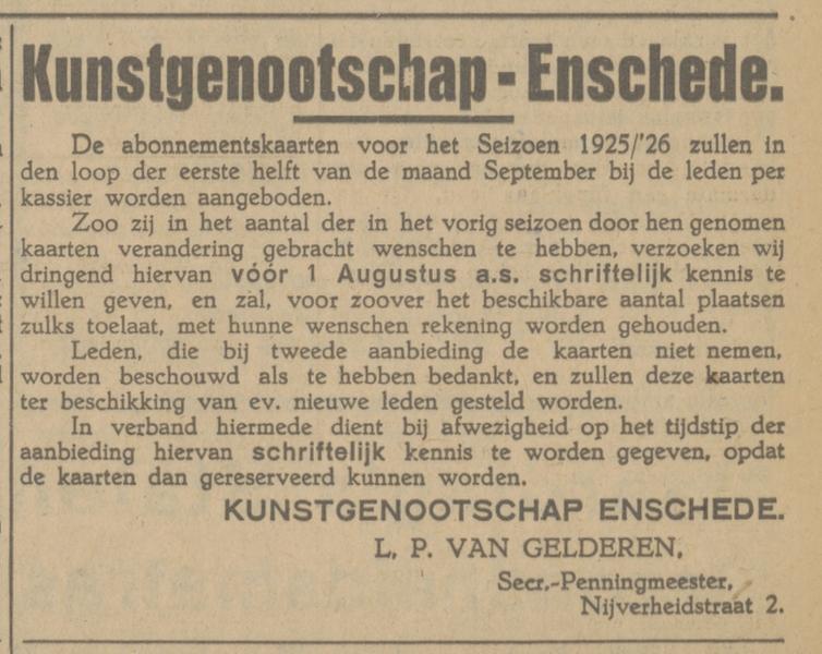 Nijverheidstraat 2 L.P. van Gelderen advertentie Tubantia 23-7-1925.jpg