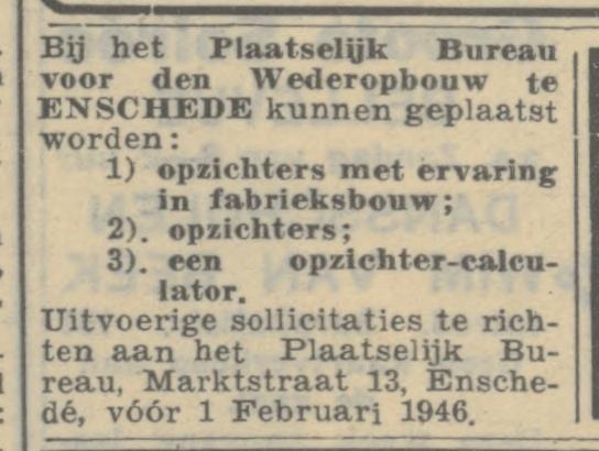 Marktstraat 13 Plaatselijk Bureau Wederopbouw advertentie 30-1-1946.jpg