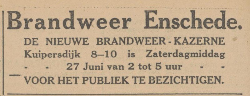Kuipersdijk 8-10 Brandweer-Kazerne advertentie Tubantia 25-6-1931.jpg