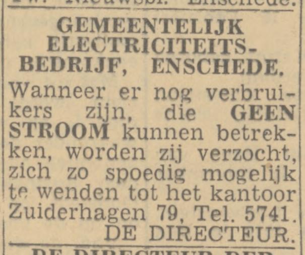Zuiderhagen 79 Gemeentelijk Electriciteits Bedrijf advertentie Twentsch nieuwsblad 1-3-1944.jpg