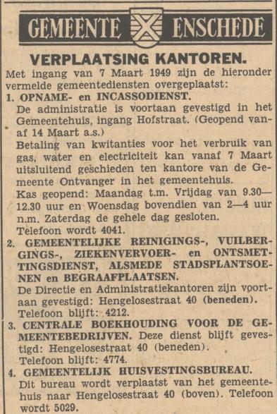 Hengelosestraat 40 Gemeentelijke Reinigingsdienst enz. advertentie Tubantia 5-3-1949.jpg