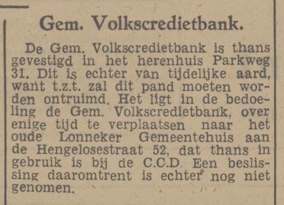 Hengelosestraat 52 Gem. Volkscredietbank krantenbericht Tubantia 5-2-1948.jpg