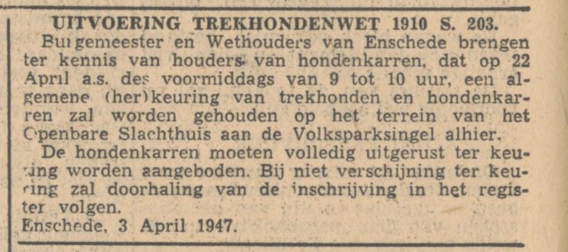 Volksparksingel Openbare slachthuis advertentie Tubantia 3-4-1947.jpg