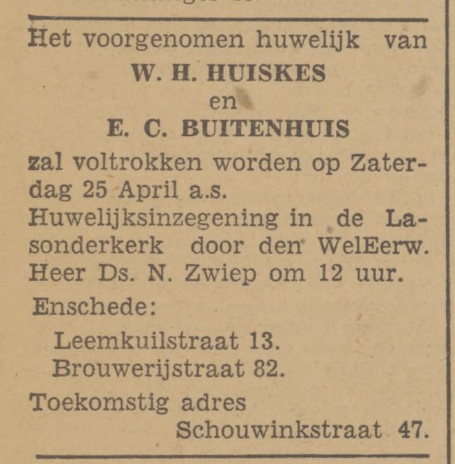 Schouwinkstraat 47 E.C. Buitenhuis advertentie Tubantia 21-7-1943.jpg