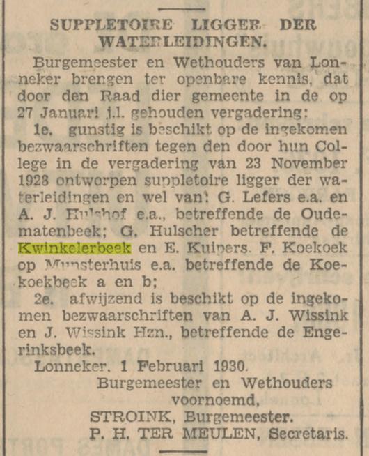 Kwinkelerbeek krantenbericht Tubantia 3-2-1930.jpg