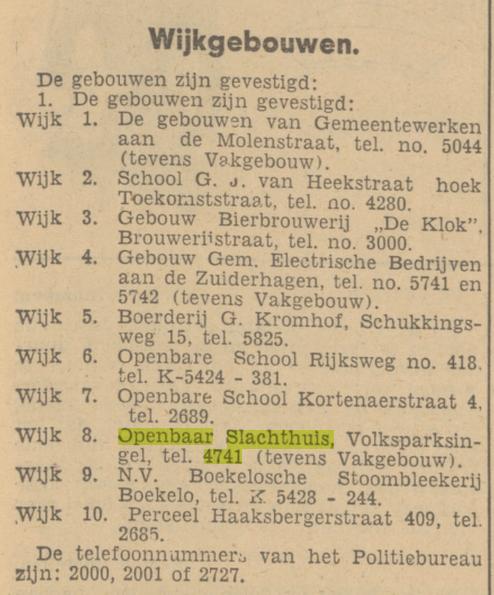 Volksparksingel Openbaar Slachthuis Tel. 4741. krantenbericht Tubantia 16-5-1940.jpg
