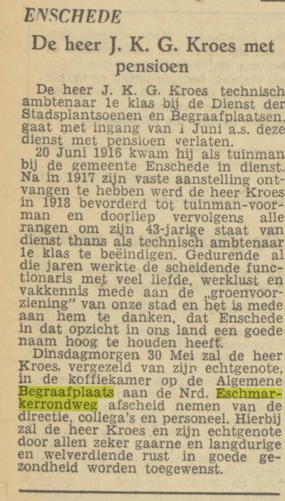 Noord Eschmarkerrondweg Alg. Begraafplaats krantenbericht Tubantia 27-5-1950.jpg