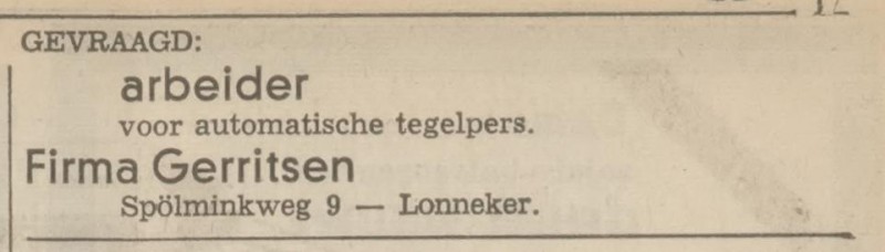 Spölminkweg 9 Fa. Gerritsen advertentie Tubantia 15-11-1968.jpg