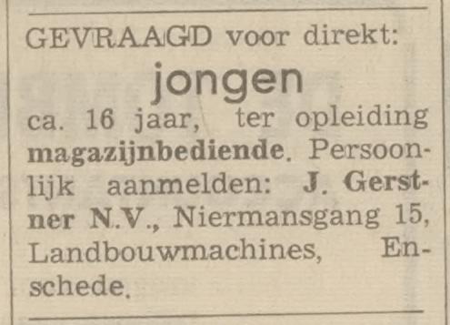 Niermansgang 15 J. Gerstner Landbouwmachines advertentie Tubantia 5-3-1966.jpg