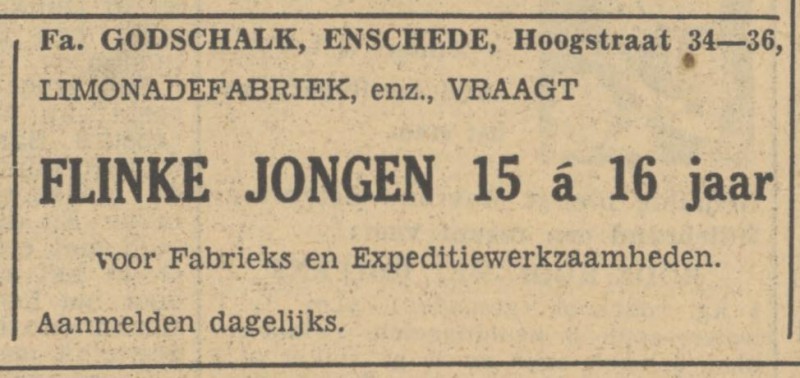 Hoogstraat 34-36 Fa. Godschalk advertentie Tubantia 10-12-1946.jpg
