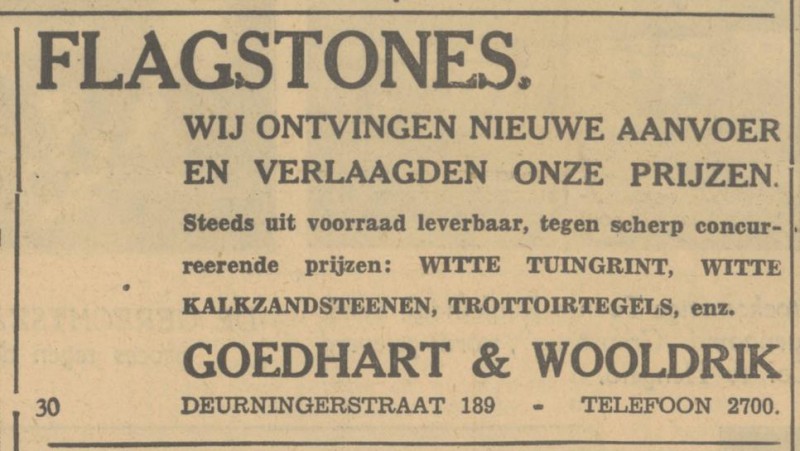 Deurningerstraat 189 Goedhart & Wooldrik advertentie Tubantia 13-4-1933.jpg