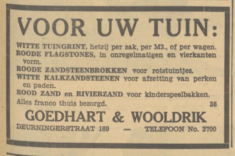 Deurningerstraat 189 Goedhart & Wooldrik advertentie Tubantia 4-4-1933.jpg