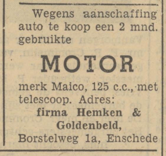 Borstelweg 1 Firma Hemken & Goldenbeld advertentie Tubantia 4-10-1950.jpg