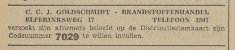 Elferinksweg 17 C.C.J. Goldschmidt Brandstoffenhandel advertentie Tubantia 8-11-1941.jpg