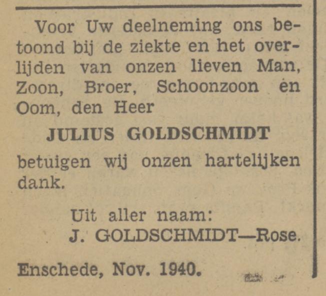 J. Goldschmidt-Rose advertentie Tubantia 21-11-1940.jpg