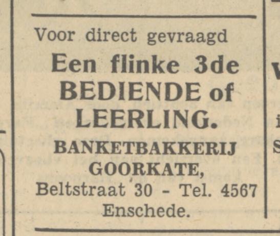 Beltstraat 30 Goorkate Banketbakkerij advertentie 8-9-1951.jpg