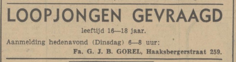 Haaksbergerstraat 259 Fa. G.J.B. Gorel advertentie Tubantia 16-6-1942.jpg