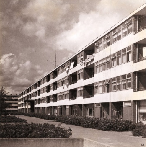 Elferinksweg 248 Zicht op flats aan de Jan Asselijnstraat, Stadsveld 1965.jpg