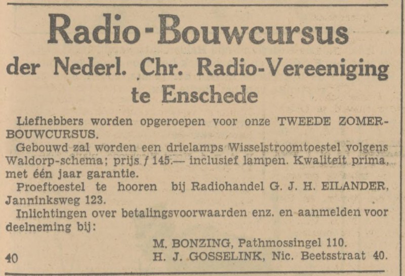 Nicolaas Beetsstraat 40 H.J. Gosselink advertentie Tubantia 2-6-1931.jpg