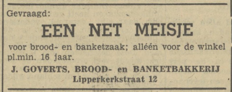 Lipperkerkstraat 12 J. Goverts Brood- en Banketbakkerij advertentie Tubantia 30-10-1946.jpg