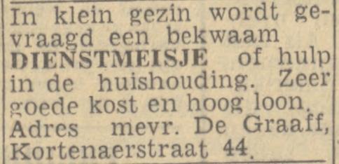 Kortenaerstraat 44 Mevr. De Graaff advertentie Twentsch nieuwsblad 30-3-1944.jpg