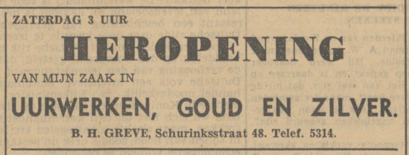 Schurinksstraat 48 B.H. Greve. telf. 5314. advertentie Tubantia 25-7-1941.jpg