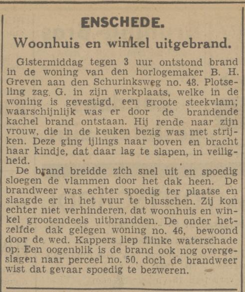 Schurinksweg 48 B.H. Greve horlogemaker krantenbericht Tubantia 19-4-1941.jpg