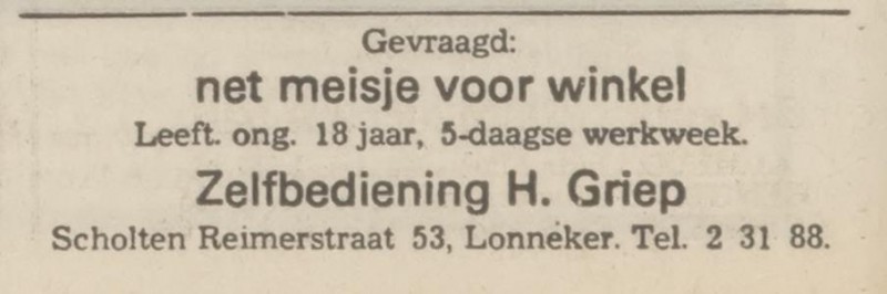 Scholten Reimerstraat 53 H. Griep advertentie Tubantia 26-10-1974.jpg