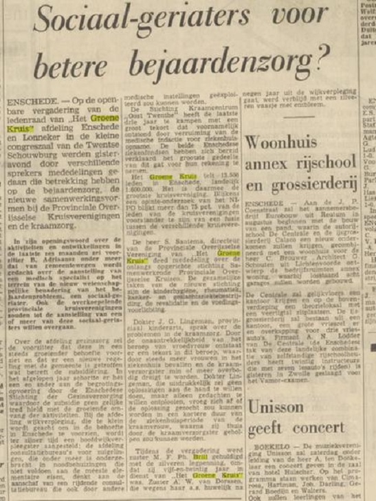 Zr. M.F.Ph. Brill Het Groene Kruis Enschede krantenbericht Tubantia 21-5-1969.jpg