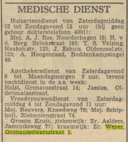 Gronausedwarsstraat 1 Zr. Weyer krantenbericht Tubantia 12-10-1951.jpg