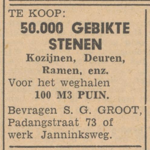 Padangstraat 73 S.G. Groot advertentie Tubantia 8-2-1949.jpg