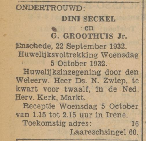 Laaressingel 60 G. Groothuis Jr. advertentie Tubantia 22-9-1932.jpg