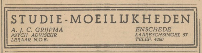 Laaressingel 57 A.J.C. Grijpma Laaressingel 57 advertentie Twentsche Courant 22-12-1945.jpg