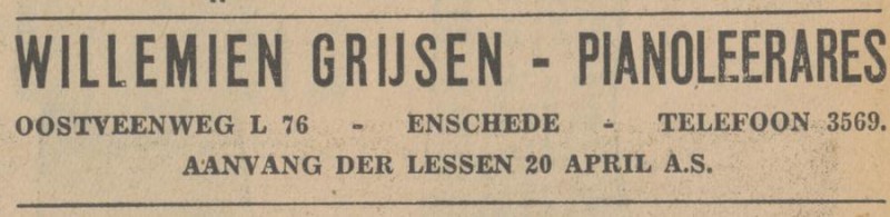 Oostveenweg Willemien Grijsen telf. 3569. advertentie Tubantia 18-4-1936.jpg