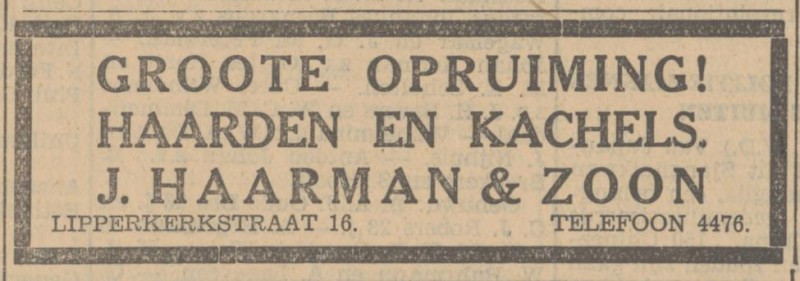 Lipperkerkstraat 16 J. Haarman & Zoon advertentie Tubantia 10-1-1935.jpg