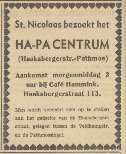 Haaksbergerstraat 113 cafe  Hammink advertentie Tubantia 23-11-1951.jpg