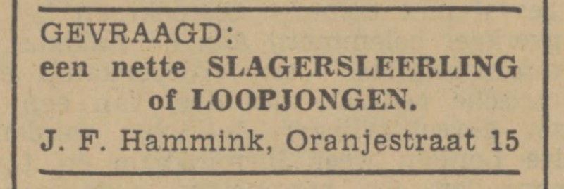 Oranjestraat 15 J.F. Hammink advertentie Tubantia 11-11-1940.jpg