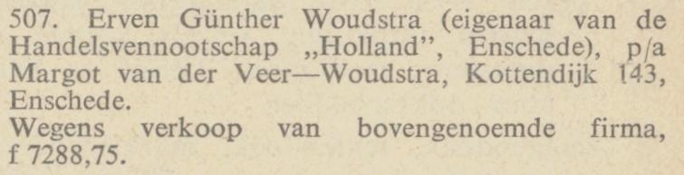 Kottendijk 143 Handelsvennootschap Holland krantenbericht Nederlandsche staatscourant 1-12-1949.jpg