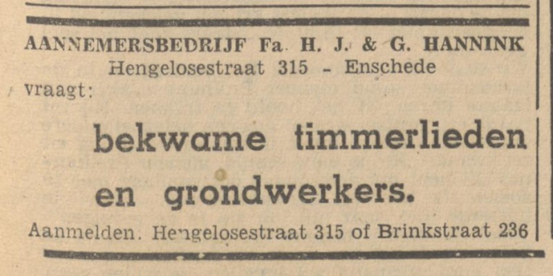 Hengelosestraat 315 H.J. Hannink Aannemersbedrijf advertentie Tubantia 15-9-1947.jpg