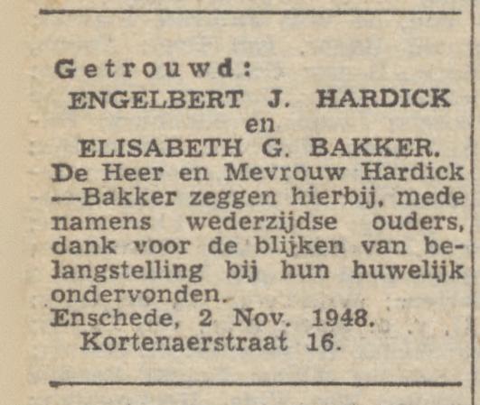 Kortenaerstraat 16  E.J. Hardick advertentie Trouw 3-11-1948.jpg
