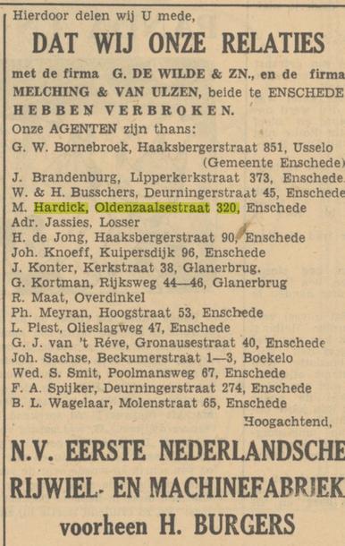 Oldenzaalsestraat 320 M. Hardick advertentie Tubantia 4-9-1950.jpg