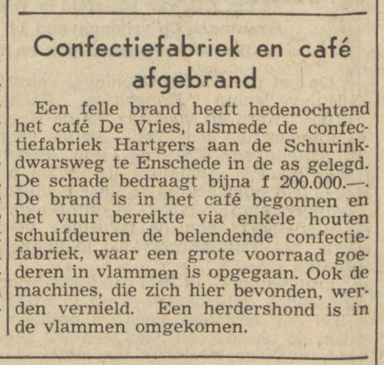 Schurinkdwarsweg brand Confectiefabriek Hartgers. krantenbericht 17-11-1958.jpg