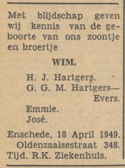 Oldenzaalsestraat 348 H.J. Hartgers advertentie Tubantia 19-4-1949.jpg