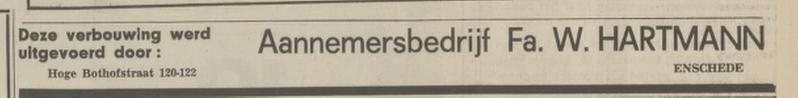 Hoge Bothofstraat 120-122 Fa. W. Hartmann Aannemersbedrijf advertentie Tubantia 25-4-1968.jpg