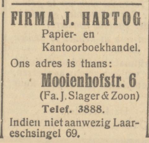 Laaressingel 69 J. Hartog advertentie Het Parool 7-7-1945.jpg